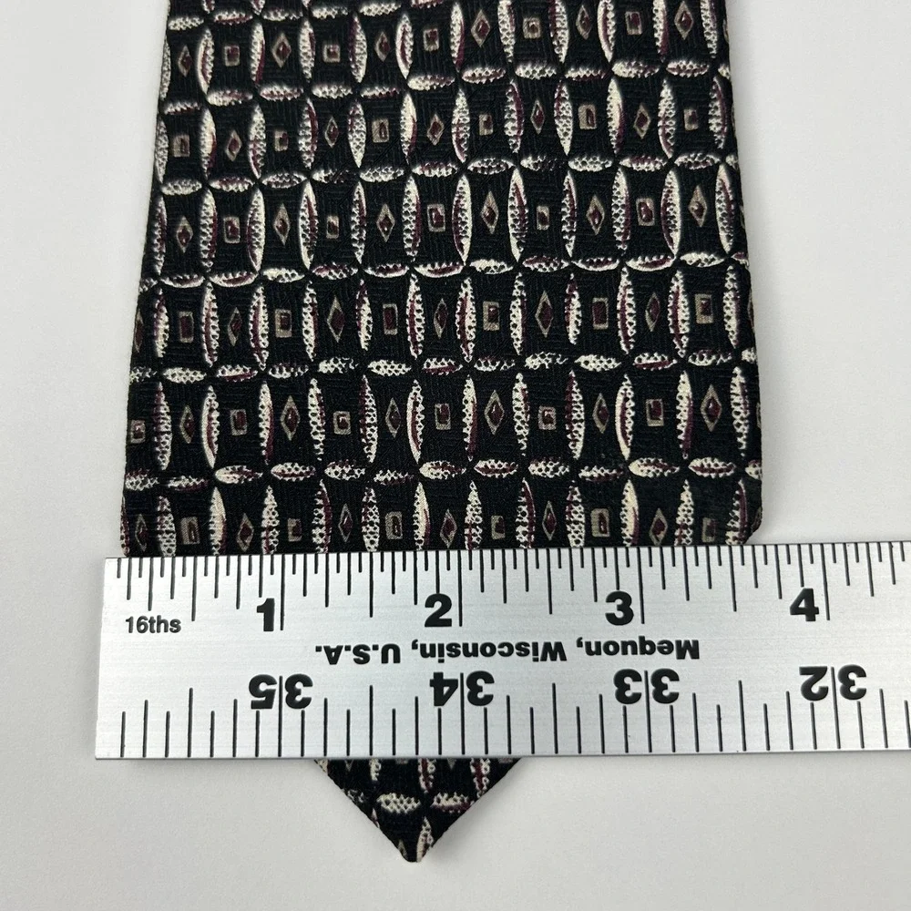 Robert Talbott Nordstrom XL‎ Black Geometric Silk Tie USA